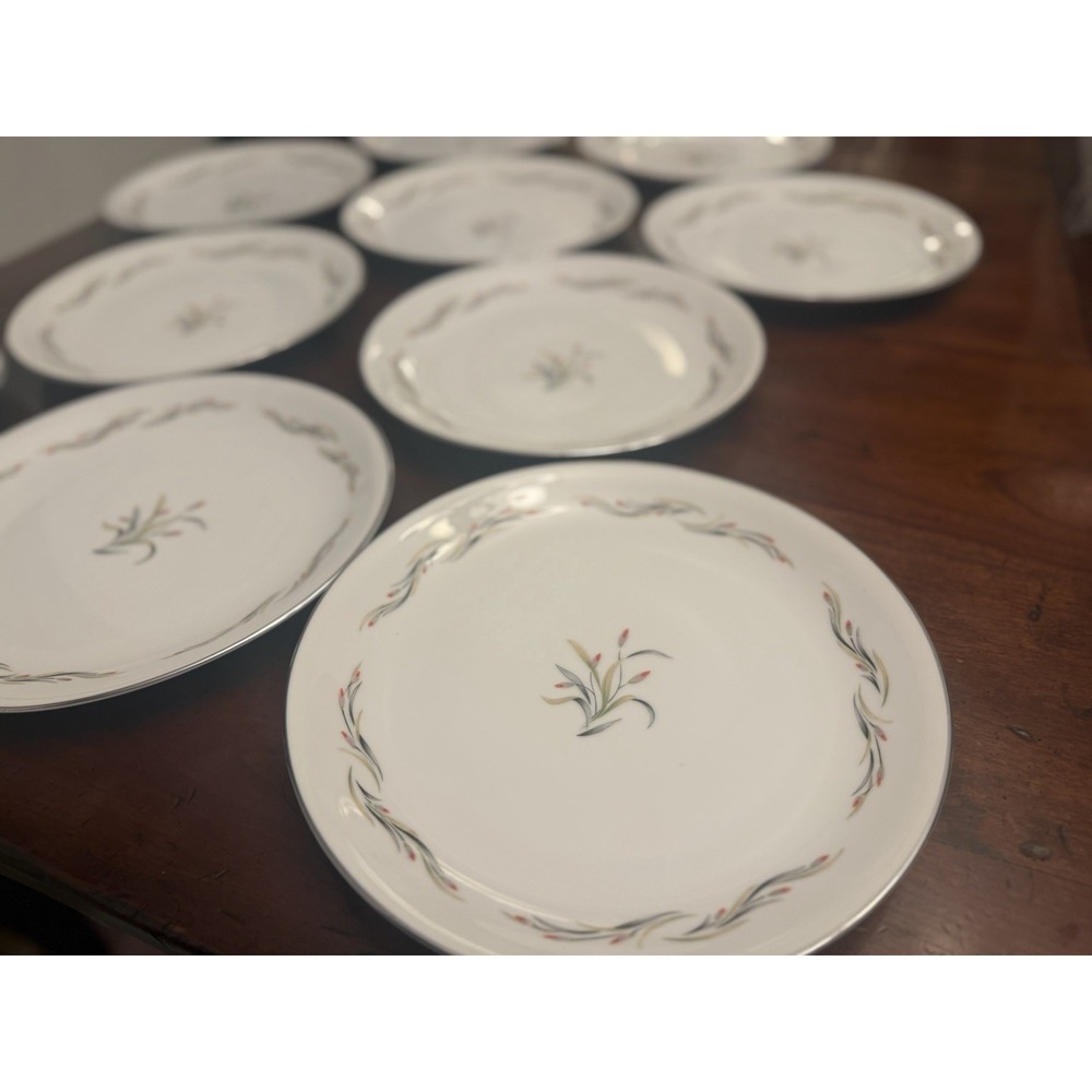 Set of 10 Vintage Hira Fine China NORA 4181 Dinner Plates 10" Pink Buds Japan